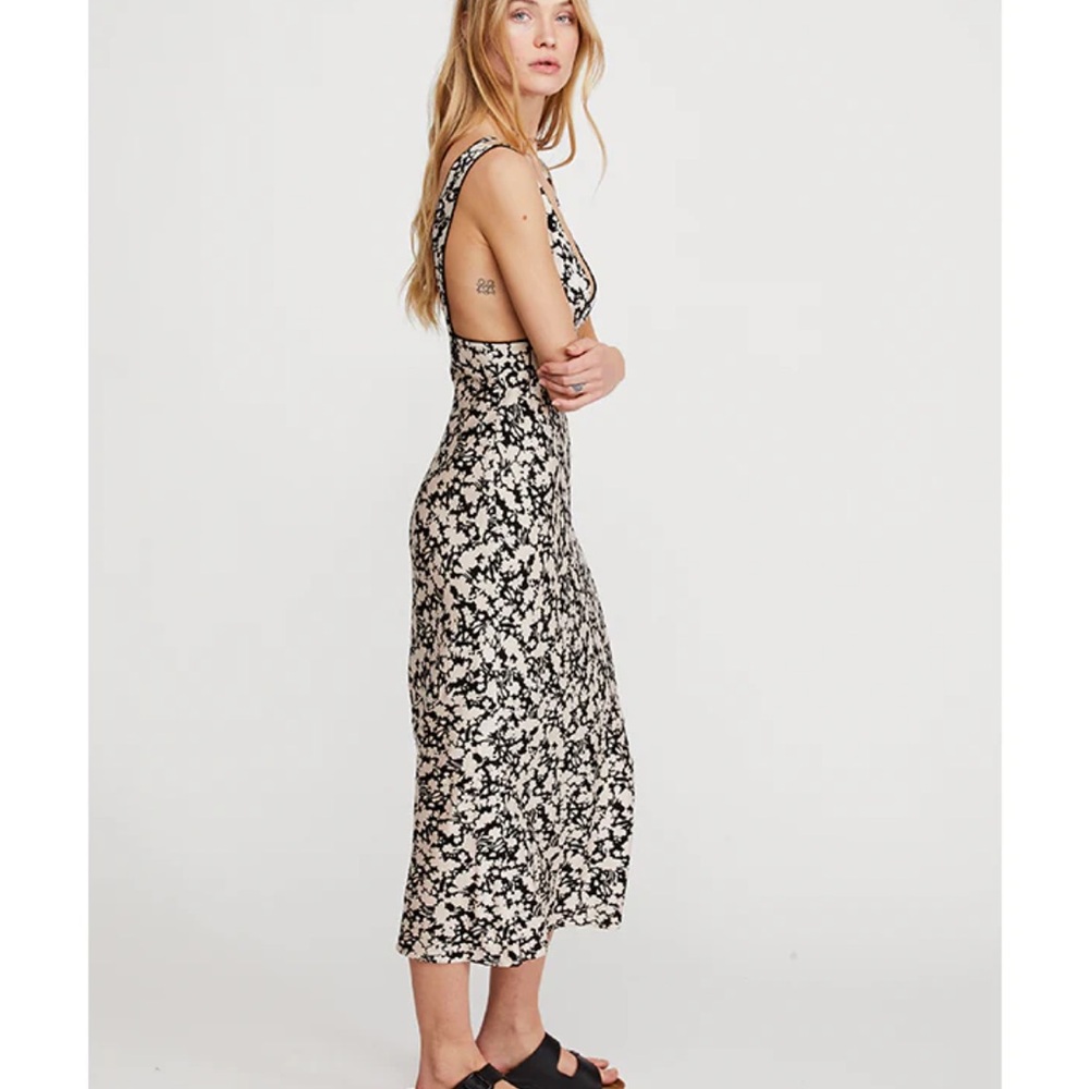 Free People Floral Black and White Midi Dress